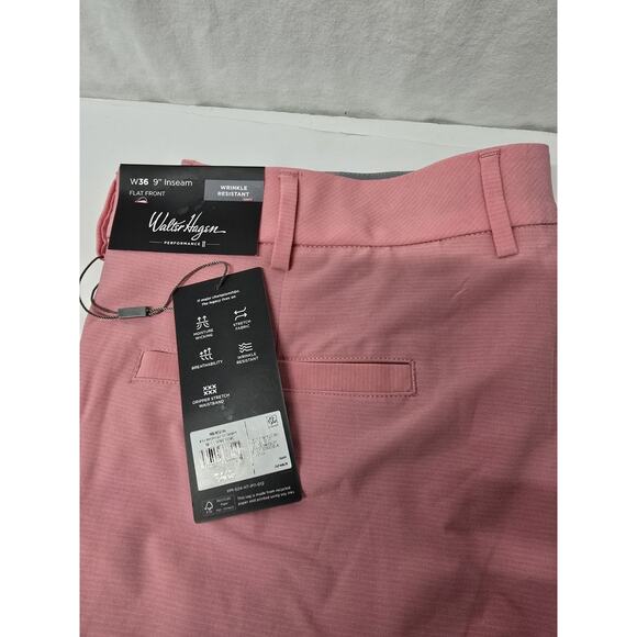 Walter Hagen Shorts Mens 36 Pink 9" Golf Performance Stretch Micro Lines Nwt - Picture 1 of 5